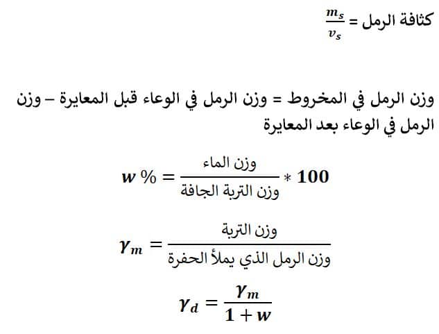 اختبار الكثافة الحقلية للتربة بطريقة المخروط الرملي مع المناقشة (Field Density Test) 1 ايجاد الكثافة الحقلية الجافة للتربة